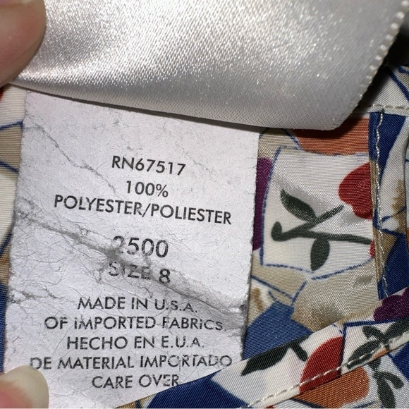 Vintage, Kathy Lee blouse, 90s blue and fruit w/ Tan envelope pattern size 8 - Picture 4 of 11